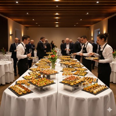 Plateau de bouchées salées servi lors d'une inauguration